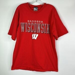 Vintage Pro Player Wisconsin Badgers Red Short Sleeve Tshirt Size Large